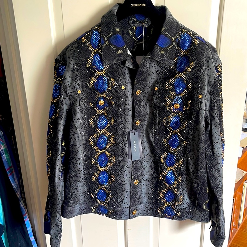 Versace snakeskin leather denim jacket (exclusive,unicorn)